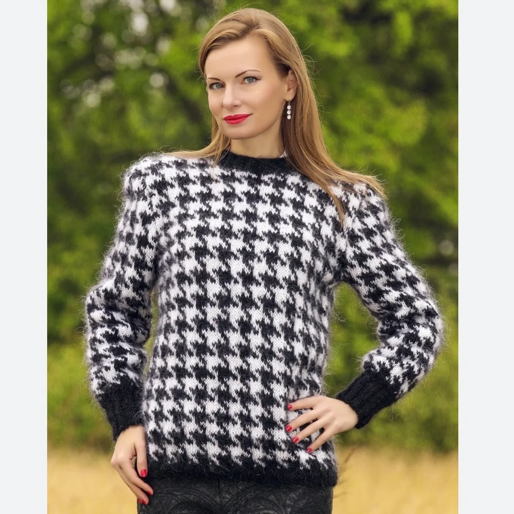 MM Zara Houndstooth chunky knit‎ sweater